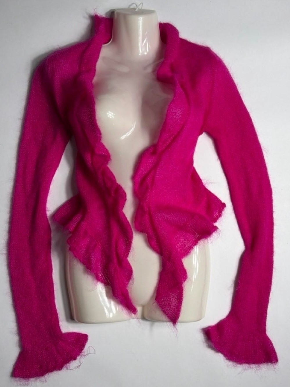 Juicy Couture Hot Pink Ruffled Open-Front Cardigan